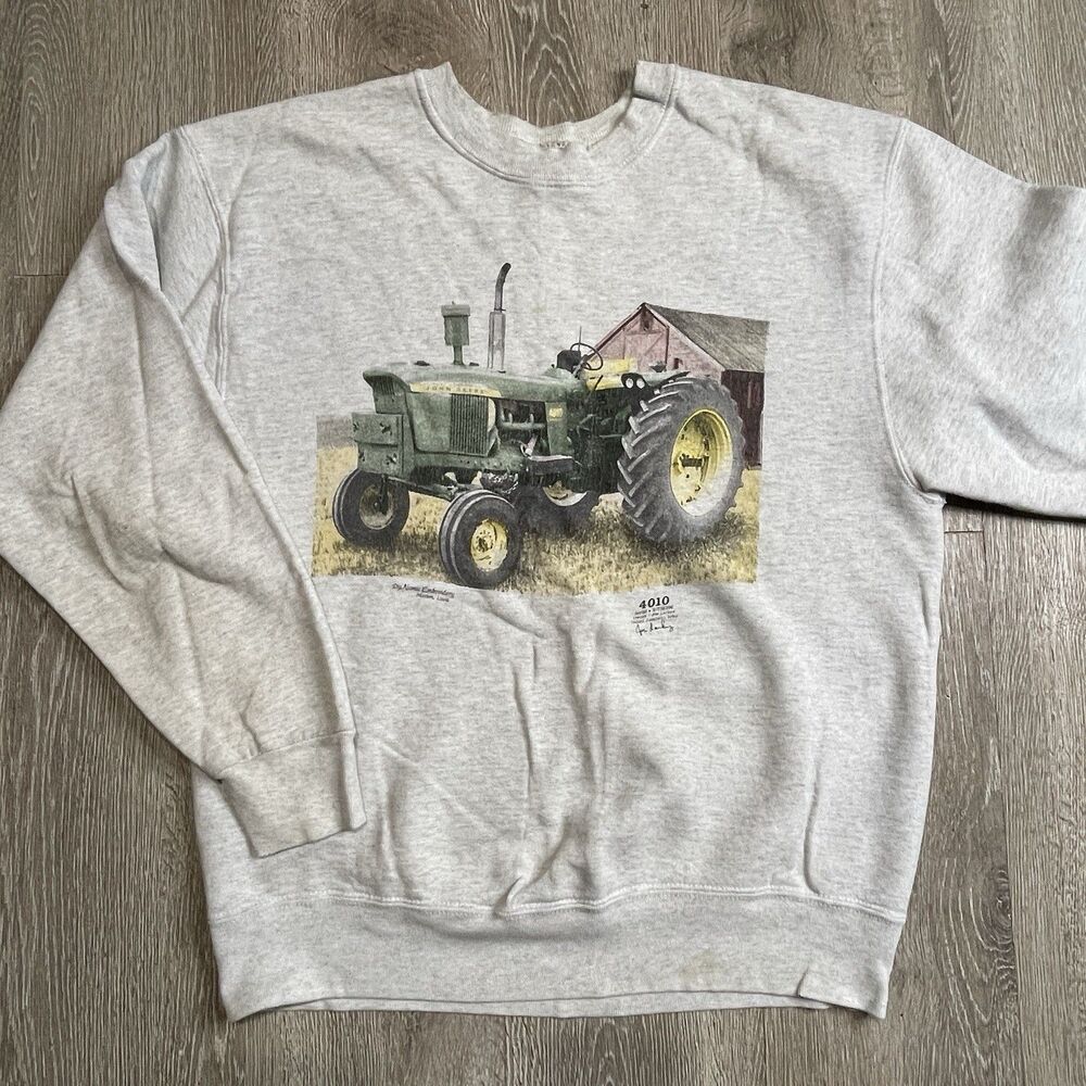 John Deere Vintage 90s Crewneck Pullover Sweater VTG Sweatshirt Farming Tractor